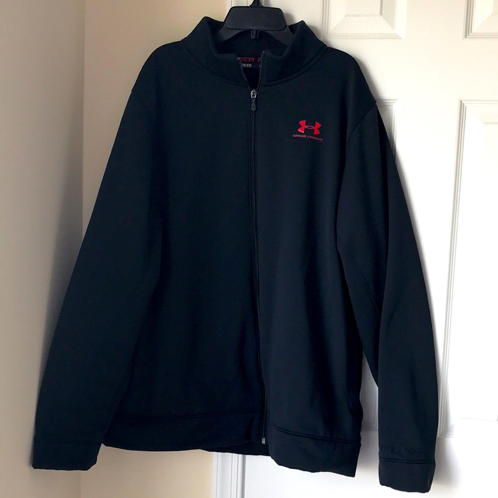 Mens UA under Armour black red zip up storm hoodie XL